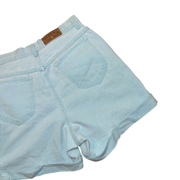 Vintage Lee Riders Mom Shorts Womens 14 Med High Rise Aqua Blue Pockets Retro - Picture 6 of 8